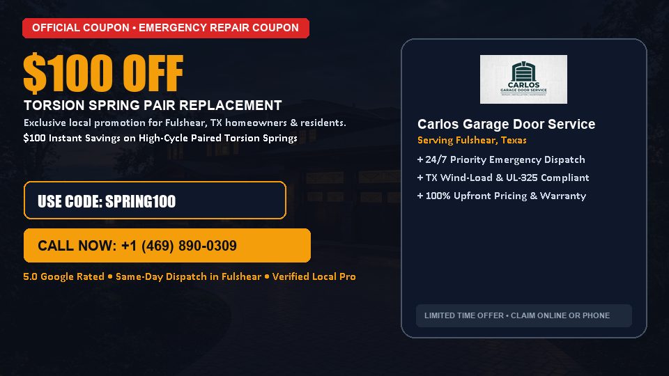 Carlos Garage Door Service $100 OFF Dual Torsion Spring Replacement